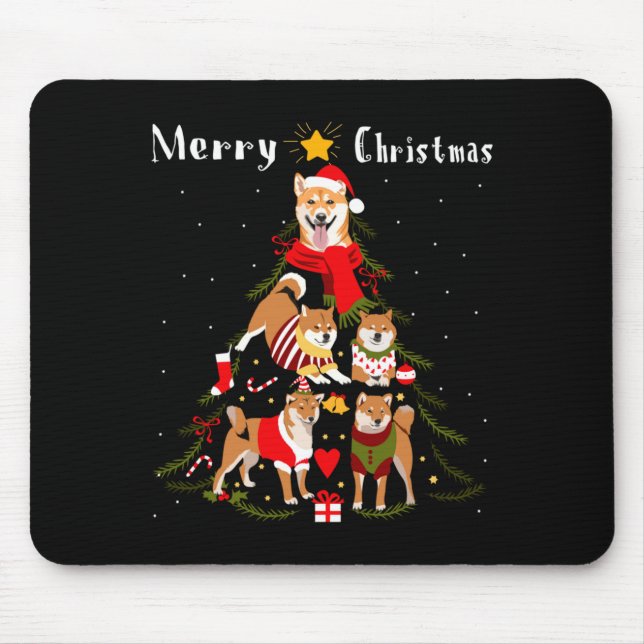 Mousepad Christmas Tree Shiba Inu Lover Xmas Dog Owner New  (Frente)