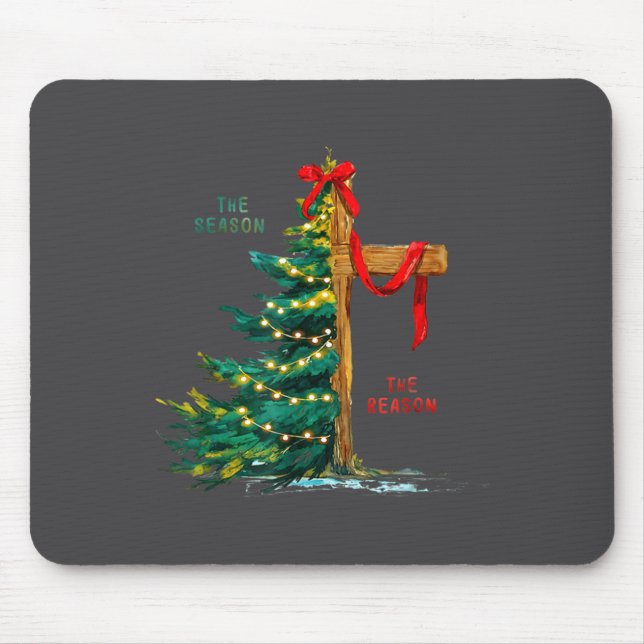 Mousepad Christmas Tree The Season Jesus Cross Faith Holida (Frente)