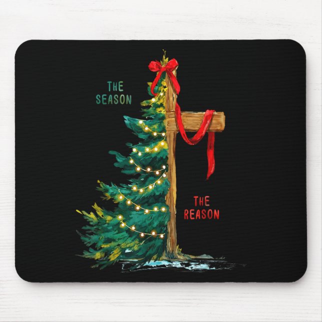Mousepad Christmas Tree The Season Jesus Cross The Reason  (Frente)
