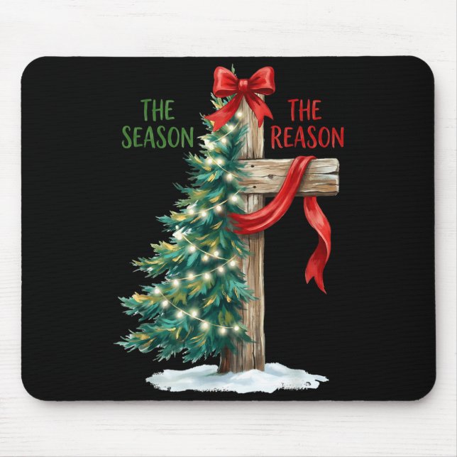 Mousepad Christmas Tree The Season Jesus Cross The Reason X (Frente)