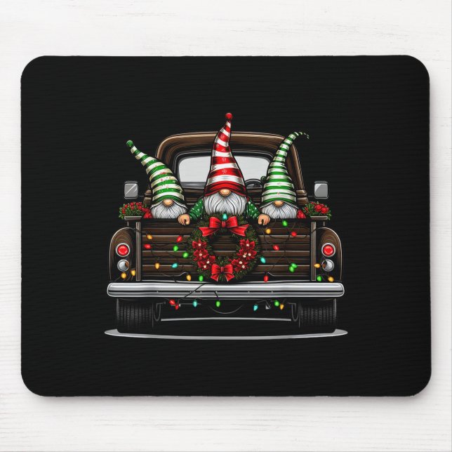 Mousepad Christmas Truck Cute Gnome  (Frente)