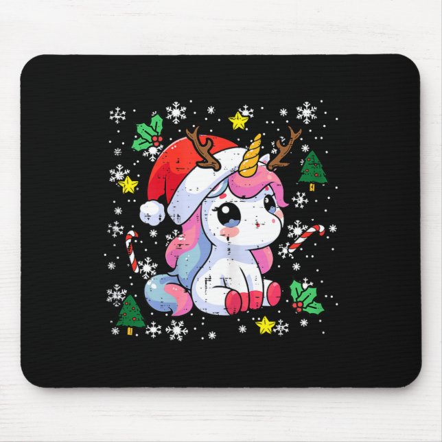 Mousepad Christmas Unicorn Cute Magical Xmas Toddler Girls  (Frente)