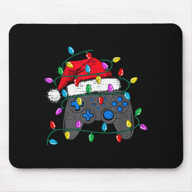 Mousepad Christmas Video Game Controller Hat Santa Gamer Bo (Frente)