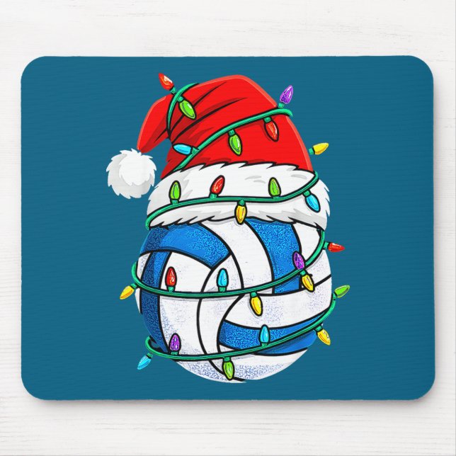 Mousepad Christmas Volleyball Santa Hat Lights Srts Xmas Pa (Frente)