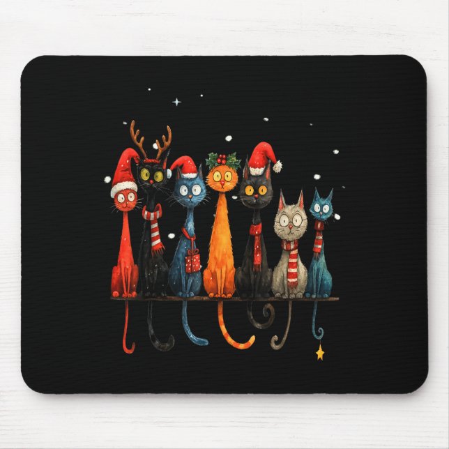 Mousepad Christmas Whimsical Mid-century Modern Look Cats 5 (Frente)