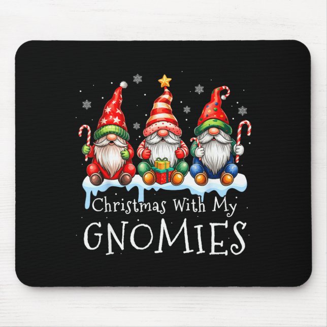 Mousepad Christmas With My Gnomies Buffalo Plaid Gnome Fami (Frente)