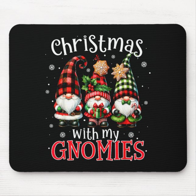 Mousepad Christmas With My Gnomies Buffalo Plaid Gnome Fami (Frente)