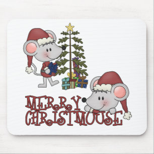 Mousepad Christmouse alegre com árvore