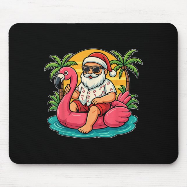 Mousepad Chritmas Em Julho Papais noeis Flamingo Float Men  (Frente)