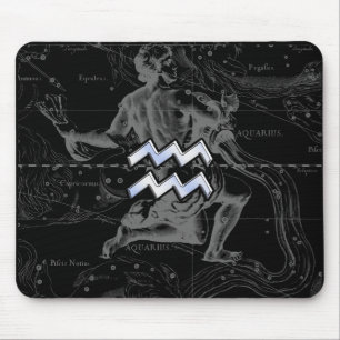 Mousepad Chrome Style Aquarius Zodiac Símbolo de Hevelius