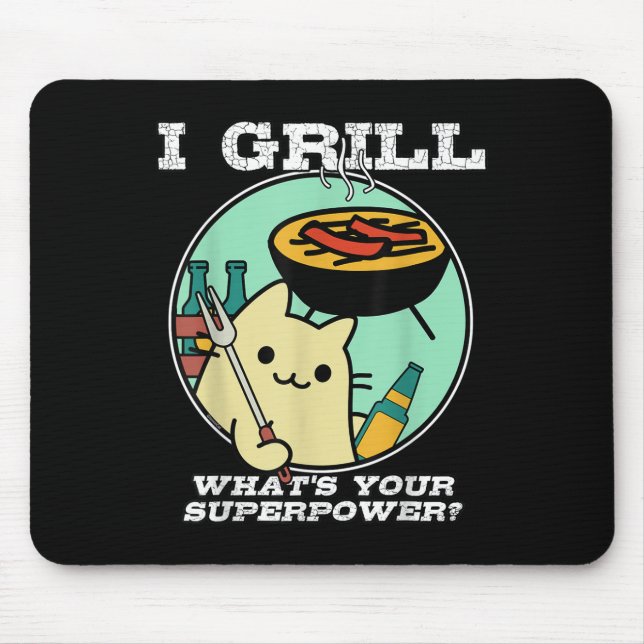 Mousepad Churrasco de Campanha de Superpotência Cat Griling (Frente)