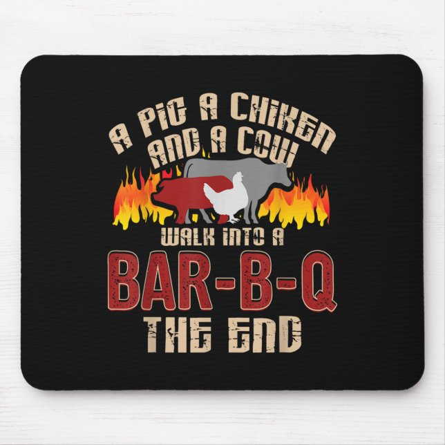 Mousepad Churrasco Engraçado Camisa-Porco Churrasco-Vaca-Su (Frente)