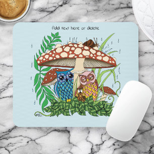 Mousepad Chuva de Cogumelo da Família Coruja