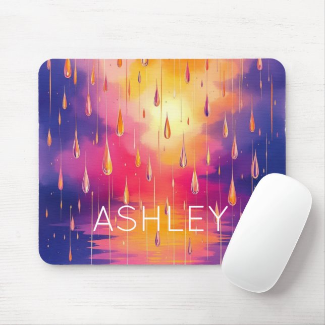 Mousepad Chuva gotas Watecolor colorido (Com mouse)