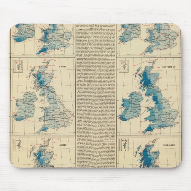 Mousepad Chuva, temperatura, Ilhas Britânicas (Frente)
