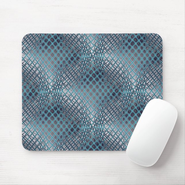 Mousepad Ciano desenhado que parece um emaranhado de redes  (Com mouse)