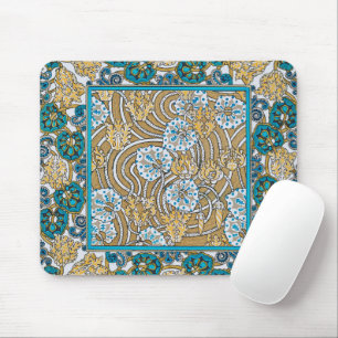 Mousepad ciclamen azul arte nova flor botânica