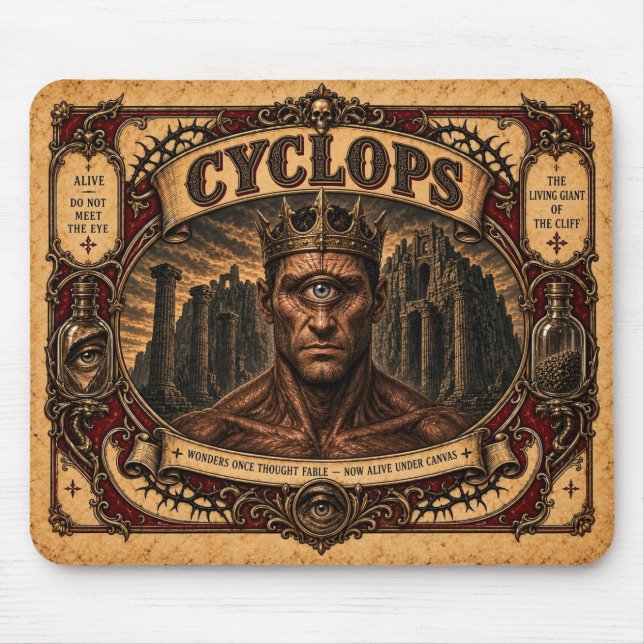 Mousepad Cíclope, Monstro de Circo Vintage (Frente)