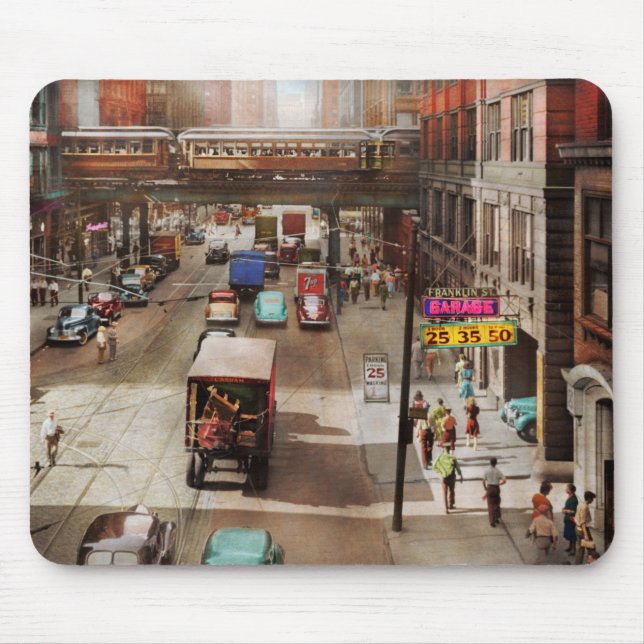 Mousepad Cidade - Chicago IL - Modos de transporte 1941 (Frente)