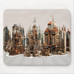 Mousepad Cidade de Fantasia Futurista Arte de Horizonte de