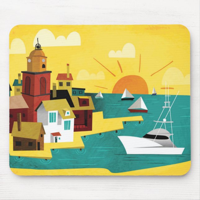 Mousepad Cidade de porto abstrata (Frente)