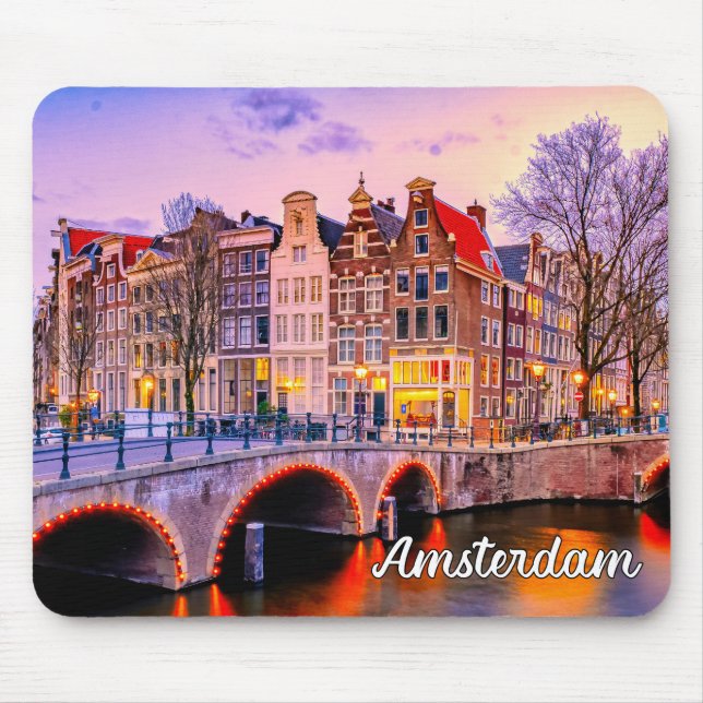Mousepad Cidade Histórica De Amesterdã, Países Baixos (Frente)