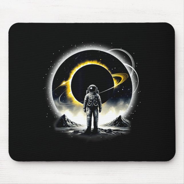 Mousepad Científico do Planeta Espaço Eclipse Astronauta Fo (Frente)