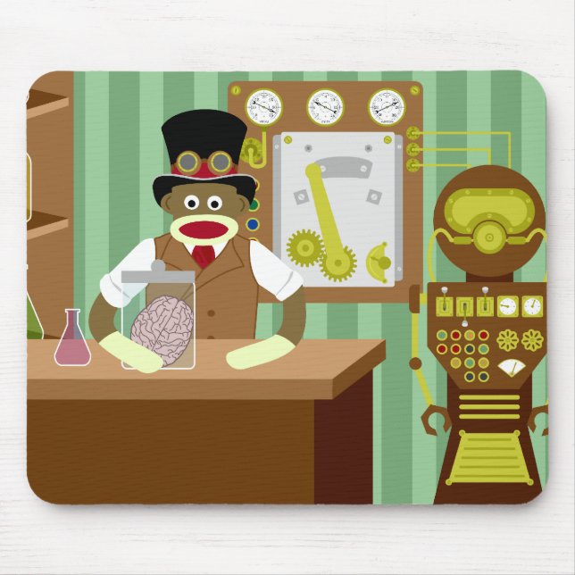 Mousepad Cientista de Steampunk do macaco da peúga (Frente)