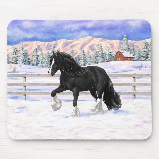 Mousepad Cigano Negro Vanner Irlandês Cob Draft Horse Na Ne (Frente)