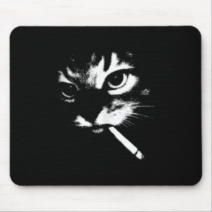 Mousepad Cigarro Gatinho Engraçado Fumar Gangster de Gato