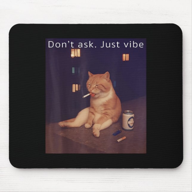Mousepad Cigarro Gatinho Engraçado Fumar Gato Memória Céreb (Frente)