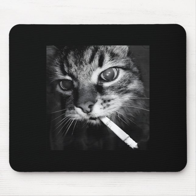 Mousepad Cigarro Gatinho Engraçado Fumar Gato Memória Céreb (Frente)