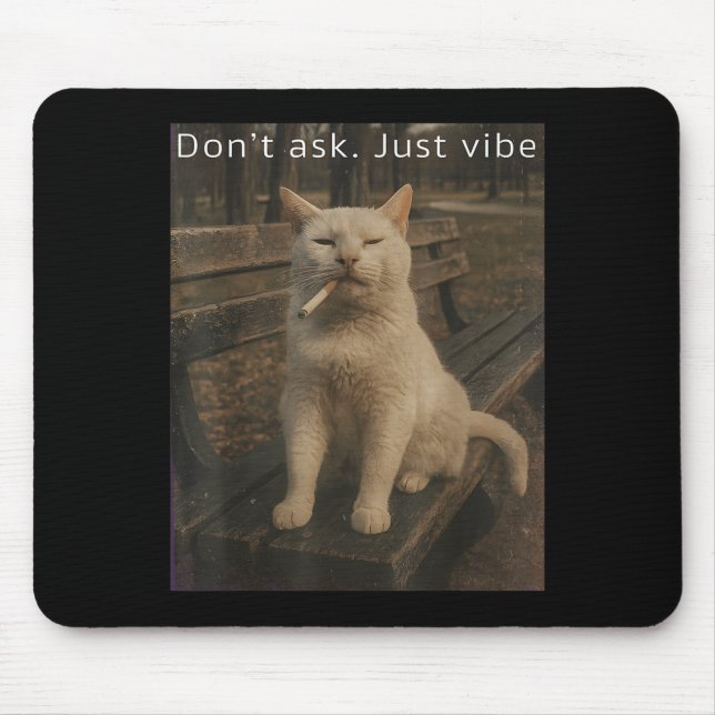 Mousepad Cigarro Gatinho Engraçado Fumar Gato Memória Céreb (Frente)