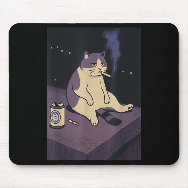 Mousepad Cigarro Gatinho Engraçado Fumar Gato Memória Céreb (Frente)