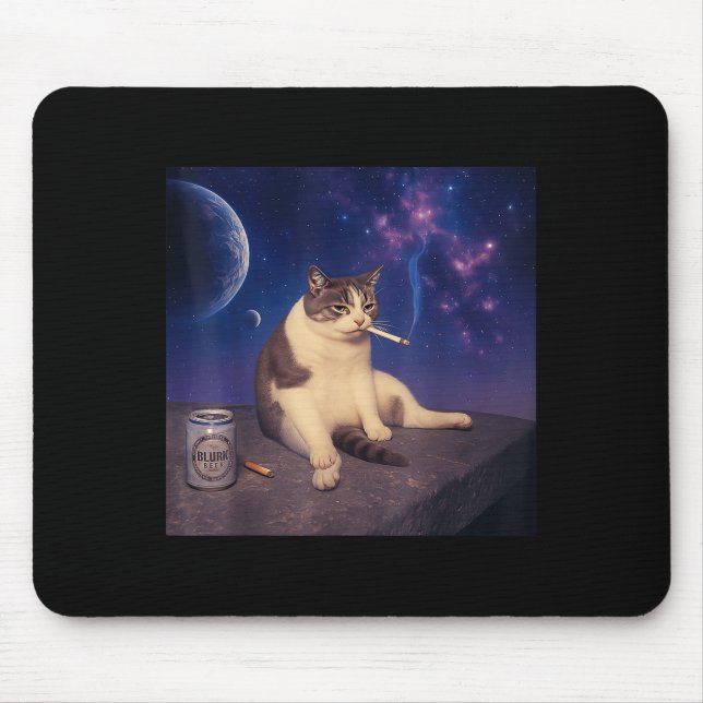 Mousepad Cigarro Gatinho Engraçado Fumar Gato Memória Céreb (Frente)