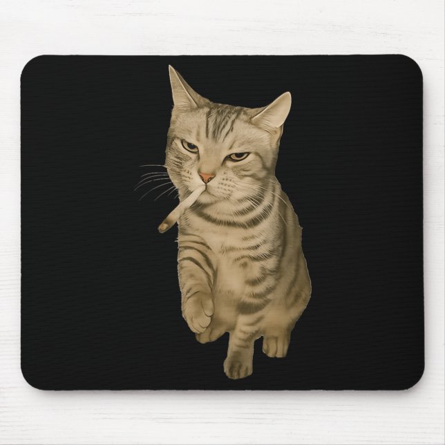 Mousepad Cigarro Gatinho Engraçado Fumar Gato Memória Céreb (Frente)