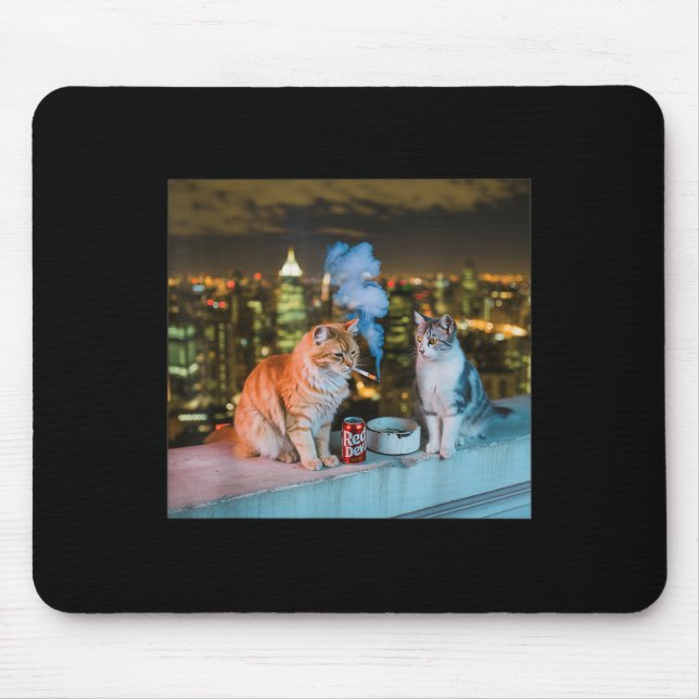 Mousepad Cigarro Gatinho Engraçado Fumar Gato Memória Céreb (Frente)