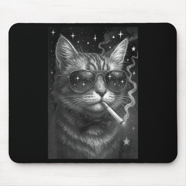Mousepad Cigarro Gato Engraçado Fumar Gato Estúpido Bra (Frente)