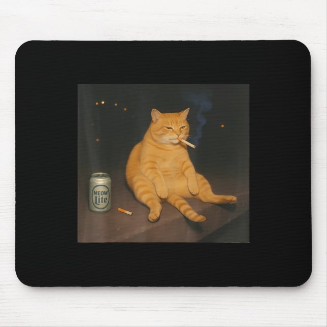 Mousepad Cigarro Kitten Gen Z Piada Fumar Memória de Gato (Frente)
