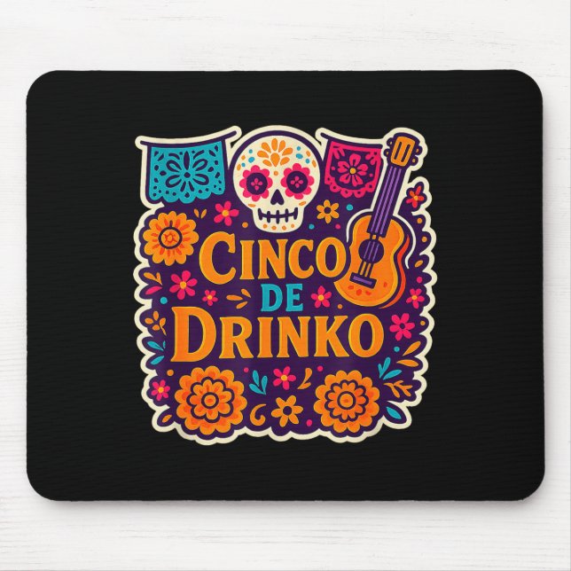 Mousepad Cinco de drinko festa cinco de maio festa masculin (Frente)