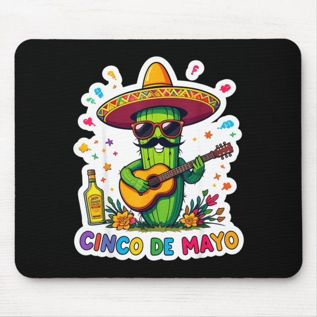 Mousepad Cinco de mayo funny mexican cactus sunglassesCinco (Frente)