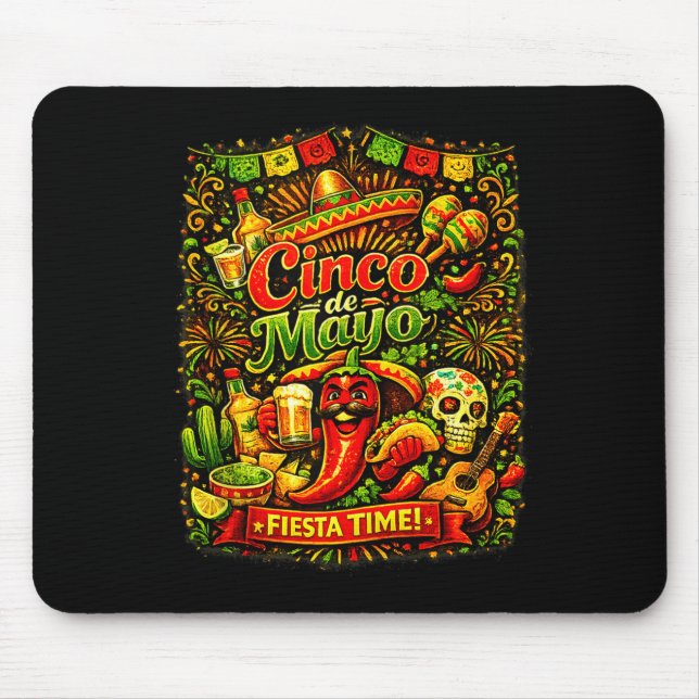 Mousepad Cinco de mayo let's fiesta mexican party cinco deC (Frente)