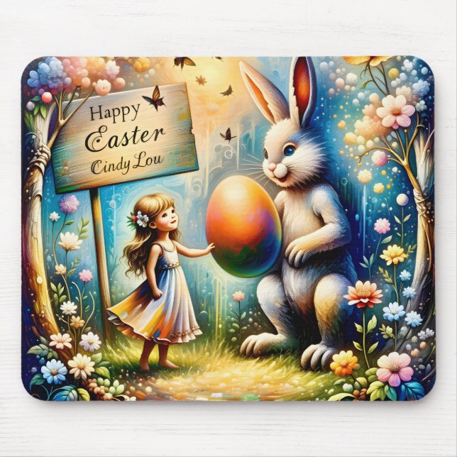 Mousepad CINDY LOU ~ Flores De Ovos Coelhinhos Da Páscoa ~ (Frente)