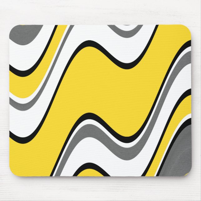 Mousepad Cinza amarela, Abstrato preto e branco (Frente)