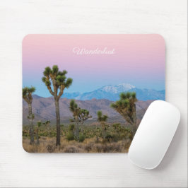 Mousepad Cinza Azul-Cor-de-rosa Joshua Tree Desert Sunrise