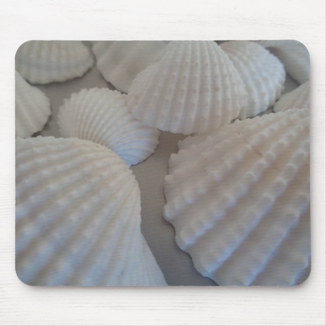 Mousepad Cinza Branca, Conchas, Sea Shell Summer Beach Love (Frente)