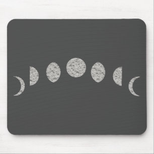 Mousepad Cinza Branca Negra Moon Fases Mínimas Modernas