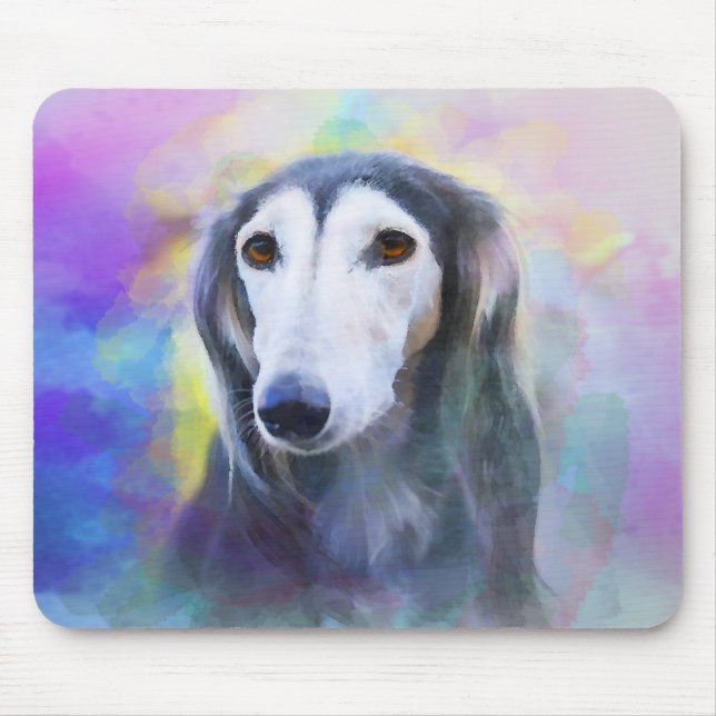 Mousepad Cinza Cachorro Cachorro Pintura (Frente)