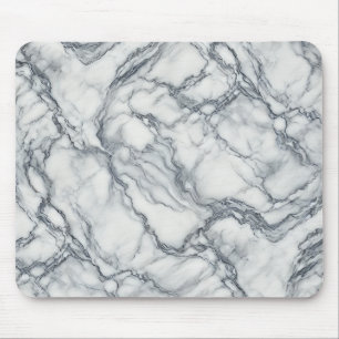 Mousepad Cinza Chic e Branco com Aparência de Mármore Glamo