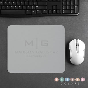 Mousepad Cinza Claro Pastel Aço Cor Luz Suave Sólida